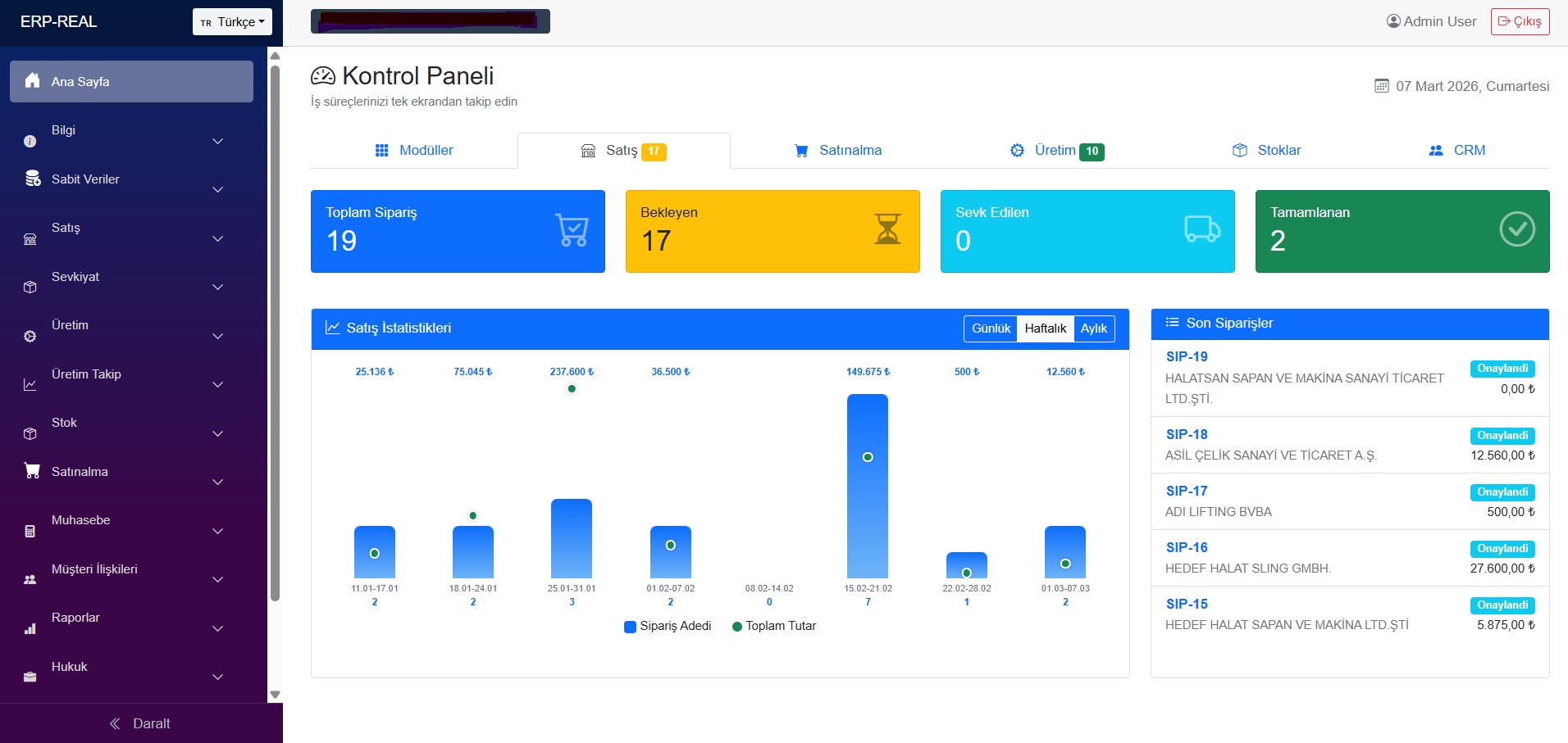 KOBİ İş Yönetim Yazılımı ERP-REAL